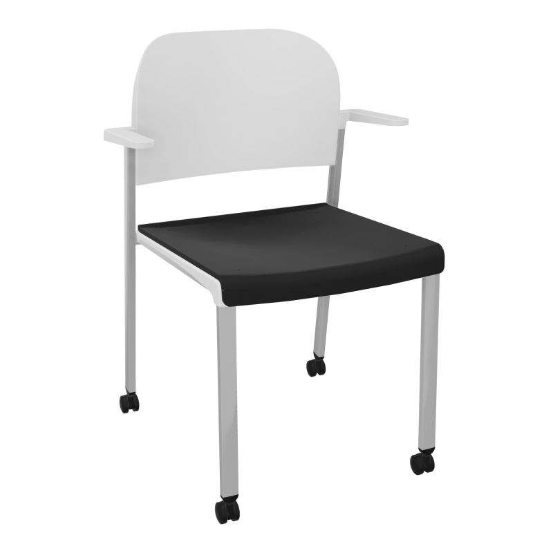 ROMY CHAISE 4P ROULT ASSISE TISSU DOSSIER POLYPRO AVEC ACCOUDOIRS CB SB PT