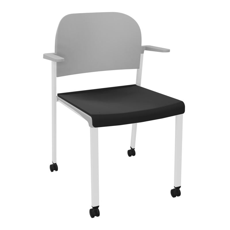 ROMY CHAISE 4P ROULT ASSISE TISSU DOSSIER POLYPRO AVEC ACCOUDOIRS CB SP PX