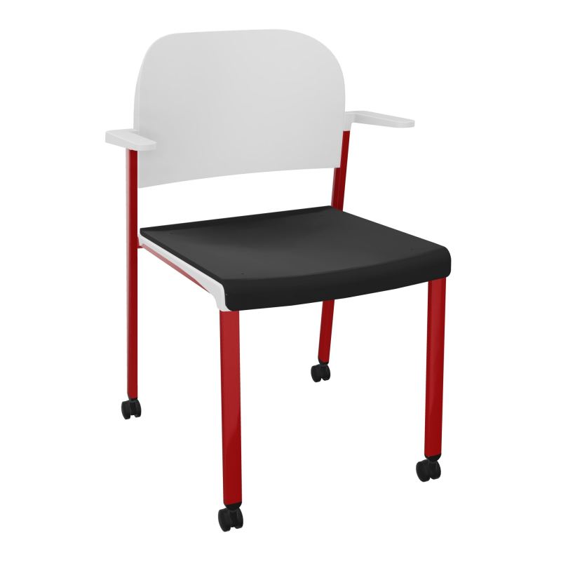 ROMY CHAISE 4P ROULT ASSISE TISSU DOSSIER POLYPRO AVEC ACCOUDOIRS CB ZY PT