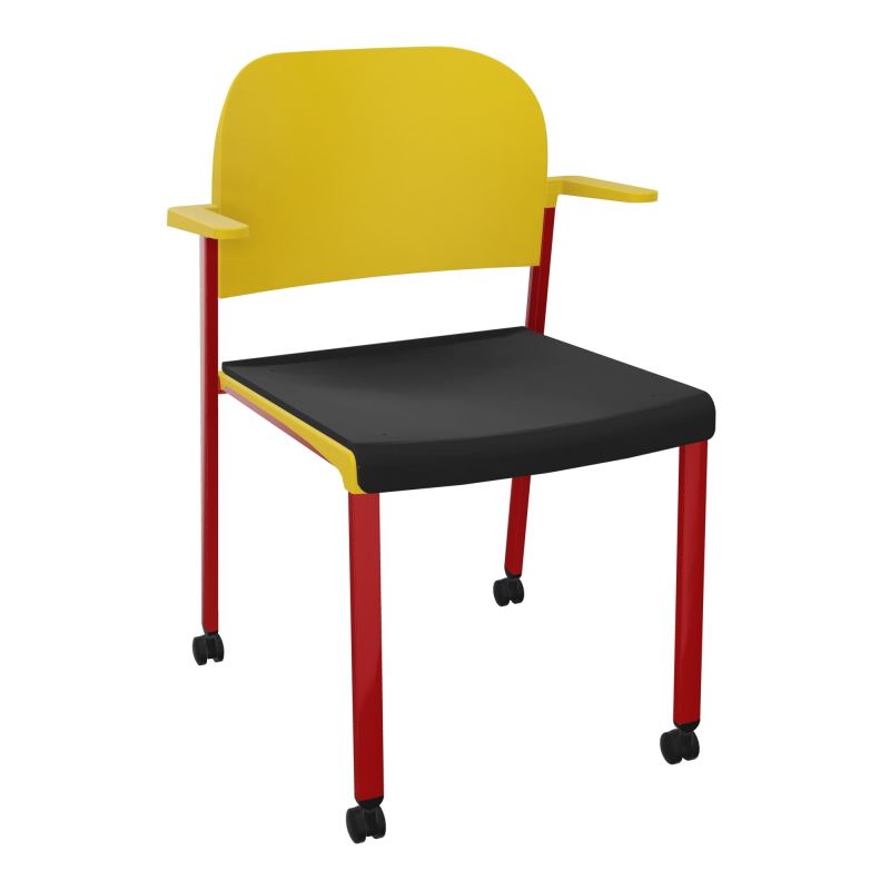 ROMY CHAISE 4P ROULT ASSISE TISSU DOSSIER POLYPRO AVEC ACCOUDOIRS CB ZY PW