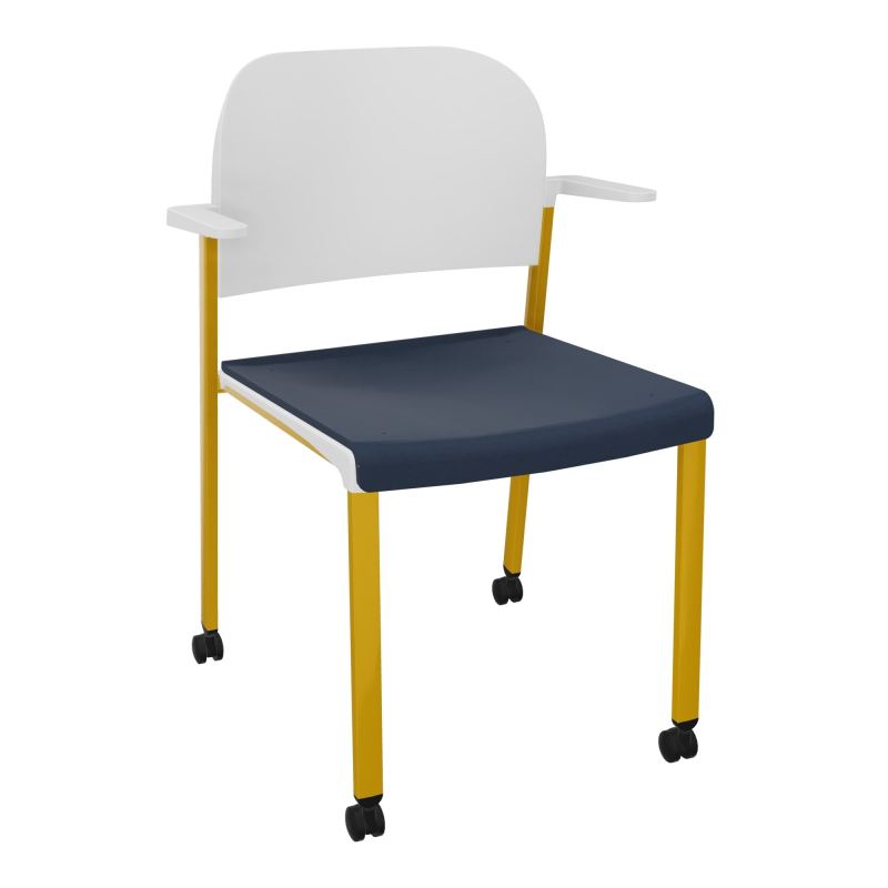 ROMY CHAISE 4P ROULT ASSISE TISSU DOSSIER POLYPRO AVEC ACCOUDOIRS CC SX PT
