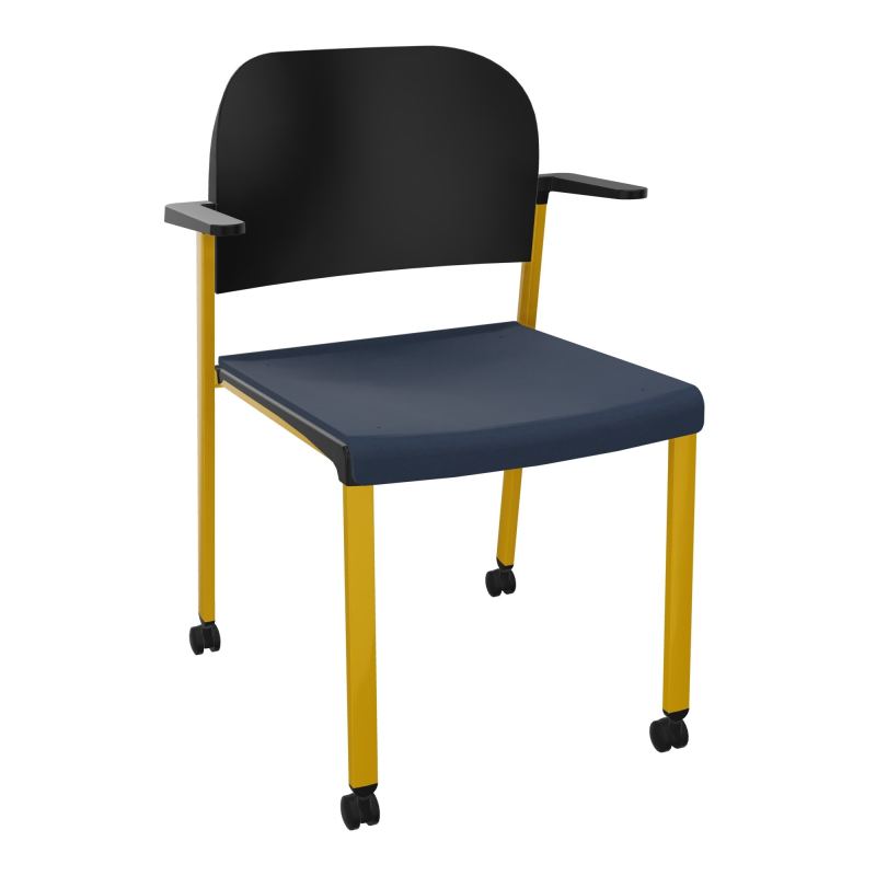 ROMY CHAISE 4P ROULT ASSISE TISSU DOSSIER POLYPRO AVEC ACCOUDOIRS CC SX PU
