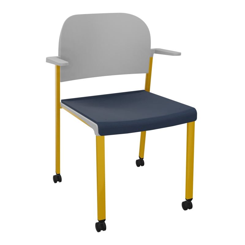 ROMY CHAISE 4P ROULT ASSISE TISSU DOSSIER POLYPRO AVEC ACCOUDOIRS CC SX PX