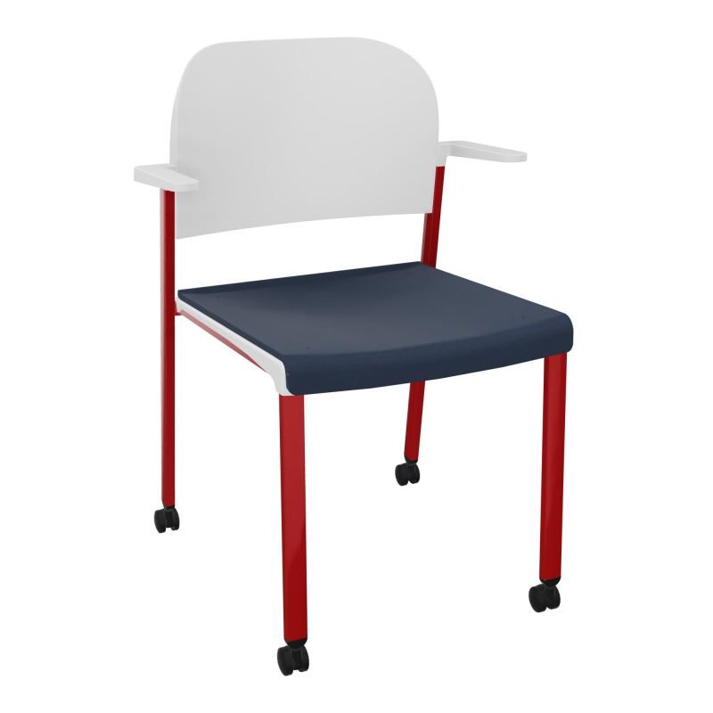 ROMY CHAISE 4P ROULT ASSISE TISSU DOSSIER POLYPRO AVEC ACCOUDOIRS CC ZY PT