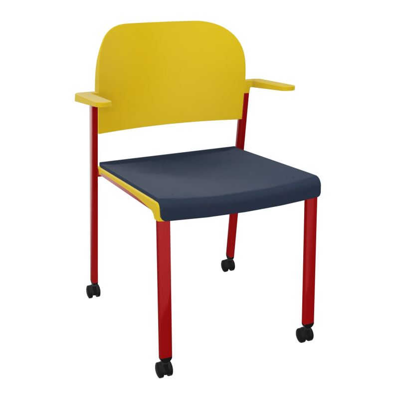 ROMY CHAISE 4P ROULT ASSISE TISSU DOSSIER POLYPRO AVEC ACCOUDOIRS CC ZY PW