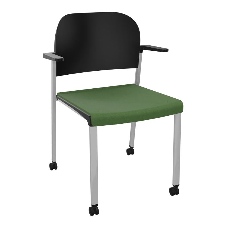 ROMY CHAISE 4P ROULT ASSISE TISSU DOSSIER POLYPRO AVEC ACCOUDOIRS CE SB PU