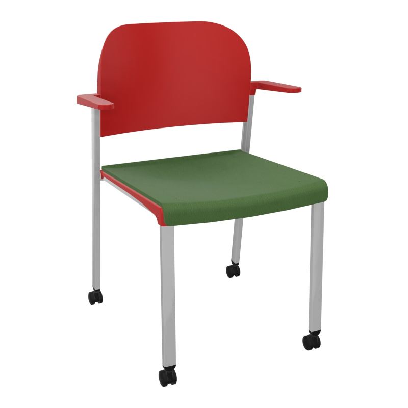 ROMY CHAISE 4P ROULT ASSISE TISSU DOSSIER POLYPRO AVEC ACCOUDOIRS CE SB PZ