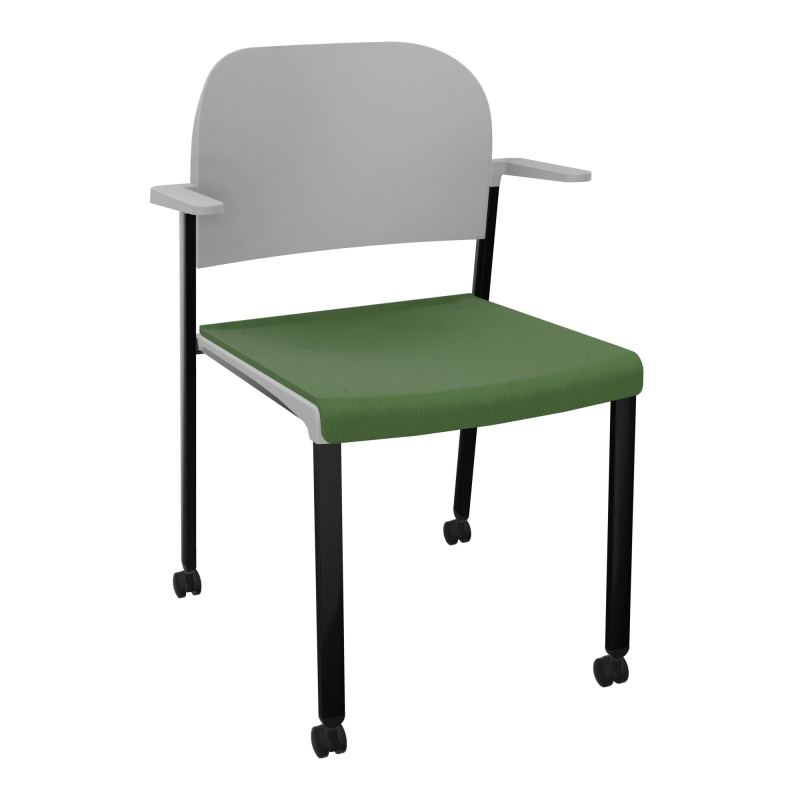ROMY CHAISE 4P ROULT ASSISE TISSU DOSSIER POLYPRO AVEC ACCOUDOIRS CE SG PX