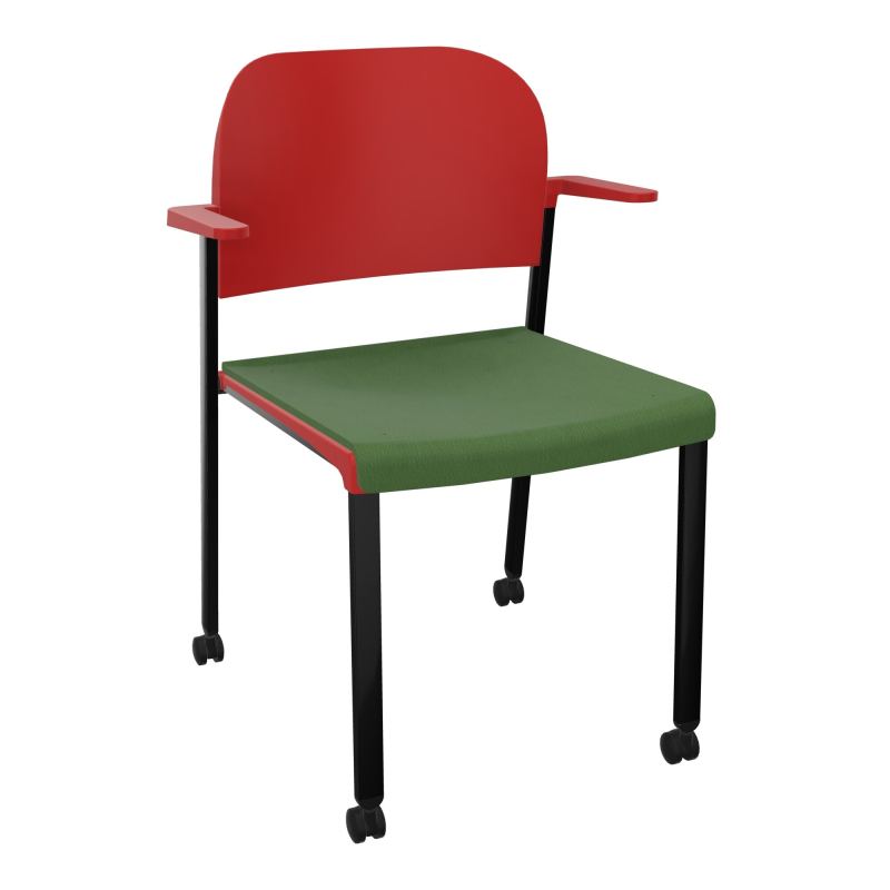 ROMY CHAISE 4P ROULT ASSISE TISSU DOSSIER POLYPRO AVEC ACCOUDOIRS CE SG PZ