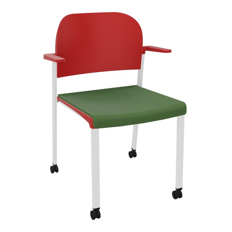ROMY CHAISE 4P ROULT ASSISE TISSU DOSSIER POLYPRO AVEC ACCOUDOIRS CE SP PZ