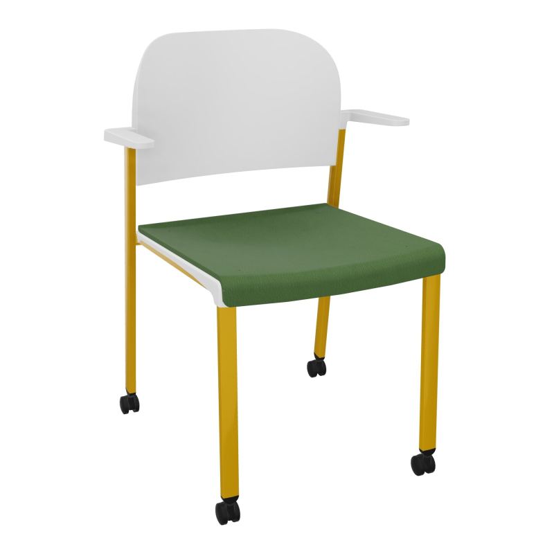 ROMY CHAISE 4P ROULT ASSISE TISSU DOSSIER POLYPRO AVEC ACCOUDOIRS CE SX PT