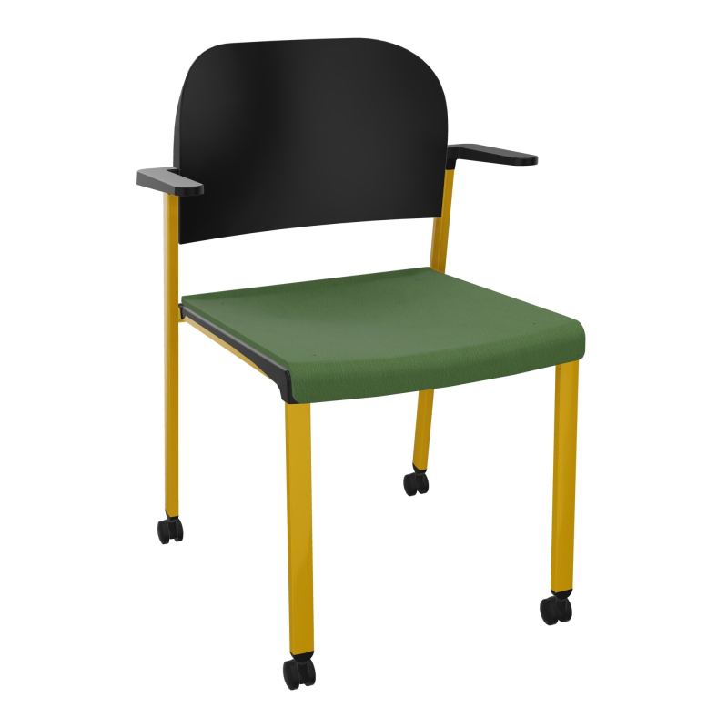 ROMY CHAISE 4P ROULT ASSISE TISSU DOSSIER POLYPRO AVEC ACCOUDOIRS CE SX PU