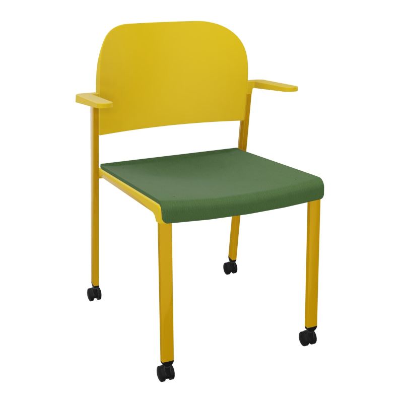 ROMY CHAISE 4P ROULT ASSISE TISSU DOSSIER POLYPRO AVEC ACCOUDOIRS CE SX PW