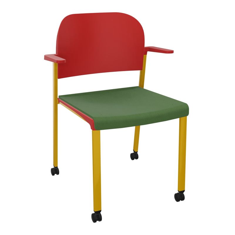 ROMY CHAISE 4P ROULT ASSISE TISSU DOSSIER POLYPRO AVEC ACCOUDOIRS CE SX PZ