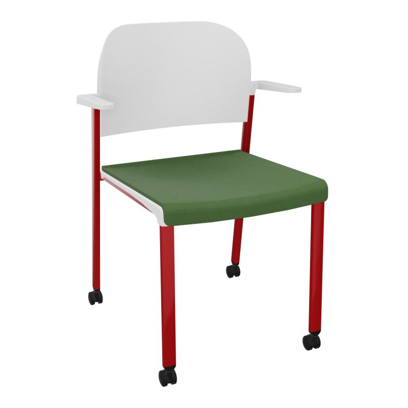 ROMY CHAISE 4P ROULT ASSISE TISSU DOSSIER POLYPRO AVEC ACCOUDOIRS CE ZY PT