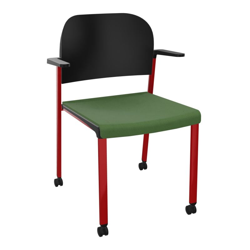 ROMY CHAISE 4P ROULT ASSISE TISSU DOSSIER POLYPRO AVEC ACCOUDOIRS CE ZY PU