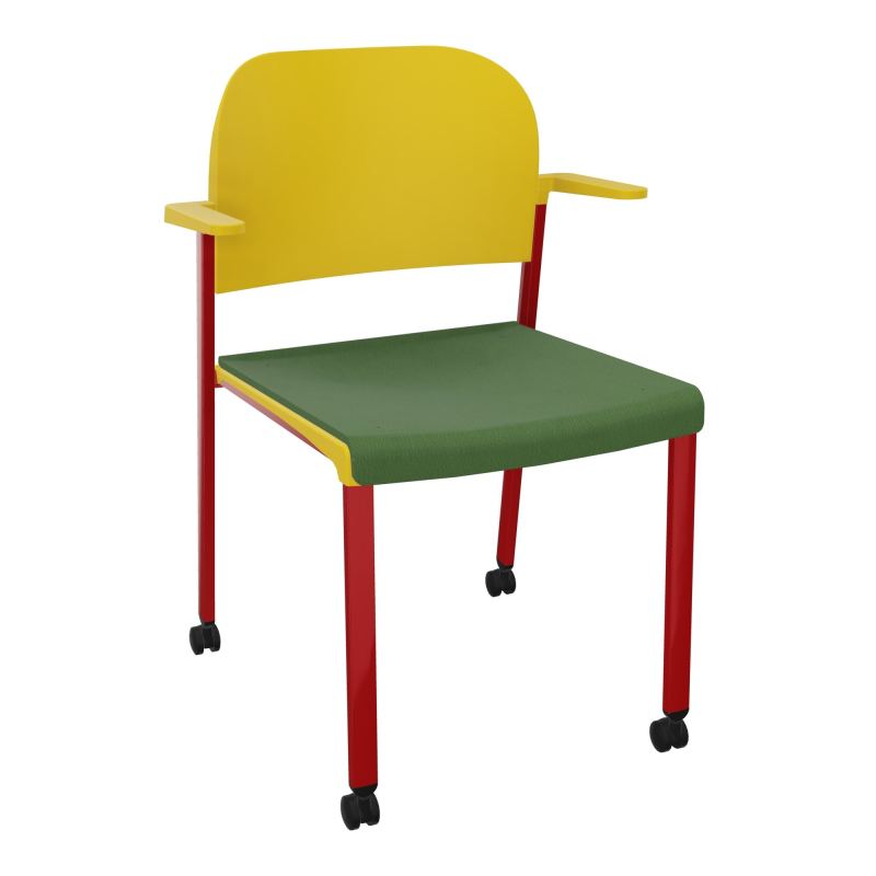 ROMY CHAISE 4P ROULT ASSISE TISSU DOSSIER POLYPRO AVEC ACCOUDOIRS CE ZY PW