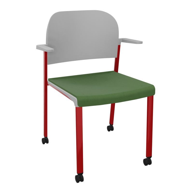ROMY CHAISE 4P ROULT ASSISE TISSU DOSSIER POLYPRO AVEC ACCOUDOIRS CE ZY PX
