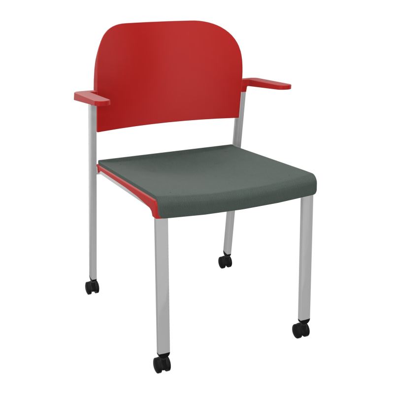 ROMY CHAISE 4P ROULT ASSISE TISSU DOSSIER POLYPRO AVEC ACCOUDOIRS CF SB PZ