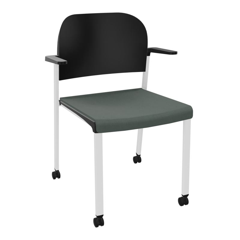 ROMY CHAISE 4P ROULT ASSISE TISSU DOSSIER POLYPRO AVEC ACCOUDOIRS CF SP PU
