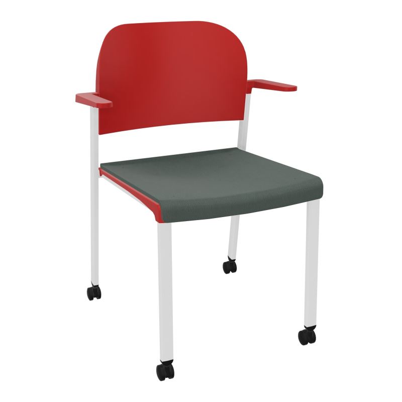 ROMY CHAISE 4P ROULT ASSISE TISSU DOSSIER POLYPRO AVEC ACCOUDOIRS CF SP PZ