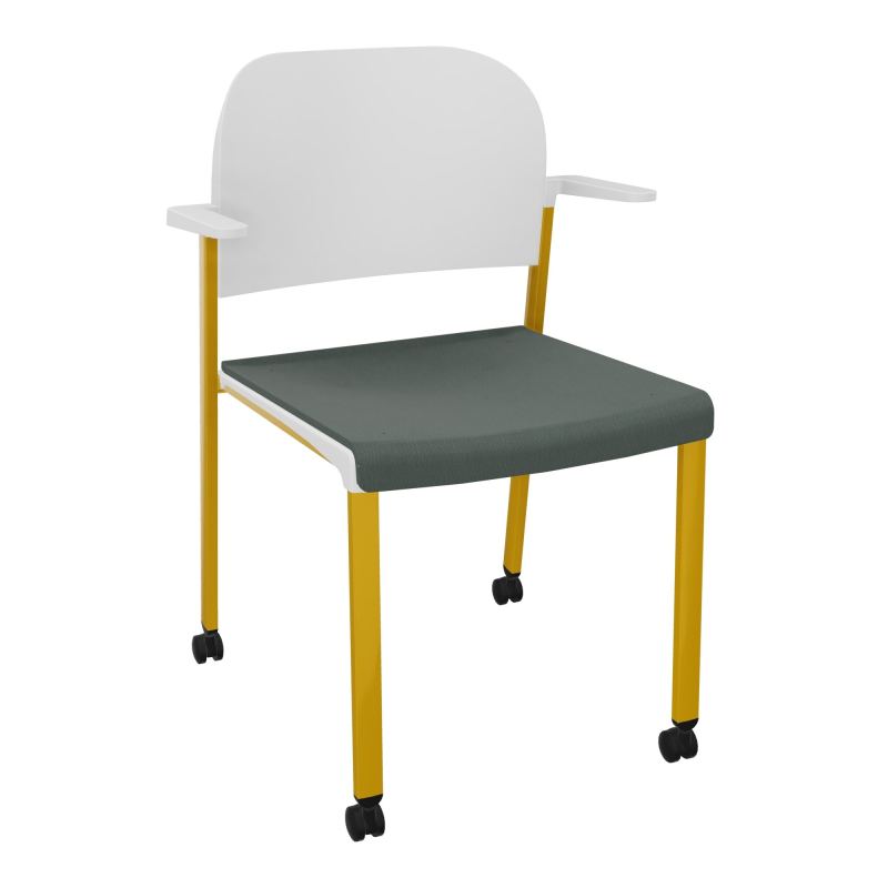 ROMY CHAISE 4P ROULT ASSISE TISSU DOSSIER POLYPRO AVEC ACCOUDOIRS CF SX PT