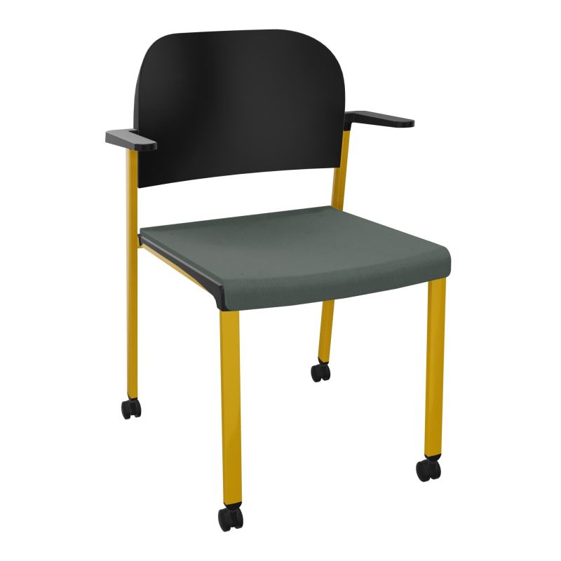 ROMY CHAISE 4P ROULT ASSISE TISSU DOSSIER POLYPRO AVEC ACCOUDOIRS CF SX PU