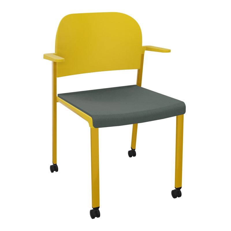 ROMY CHAISE 4P ROULT ASSISE TISSU DOSSIER POLYPRO AVEC ACCOUDOIRS CF SX PW