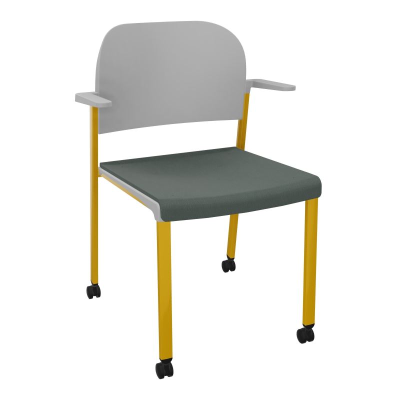 ROMY CHAISE 4P ROULT ASSISE TISSU DOSSIER POLYPRO AVEC ACCOUDOIRS CF SX PX