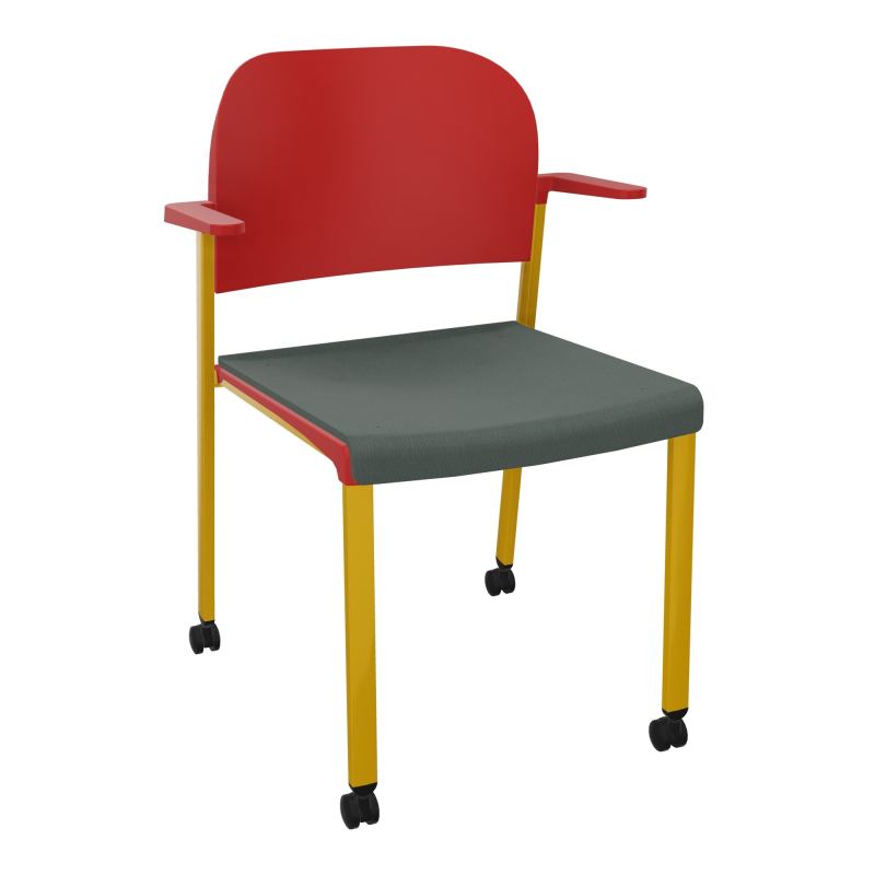 ROMY CHAISE 4P ROULT ASSISE TISSU DOSSIER POLYPRO AVEC ACCOUDOIRS CF SX PZ