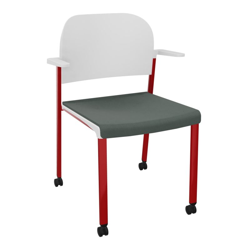 ROMY CHAISE 4P ROULT ASSISE TISSU DOSSIER POLYPRO AVEC ACCOUDOIRS CF ZY PT