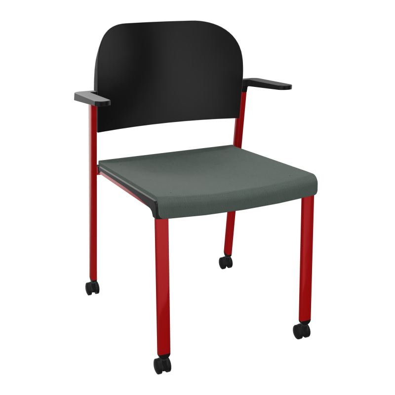 ROMY CHAISE 4P ROULT ASSISE TISSU DOSSIER POLYPRO AVEC ACCOUDOIRS CF ZY PU