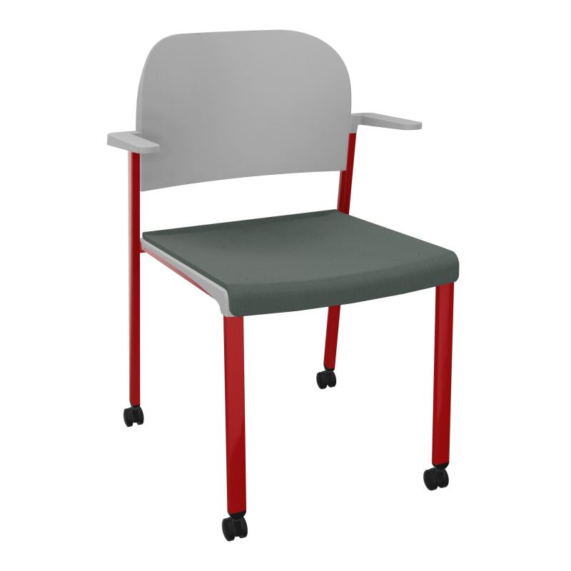 ROMY CHAISE 4P ROULT ASSISE TISSU DOSSIER POLYPRO AVEC ACCOUDOIRS CF ZY PX
