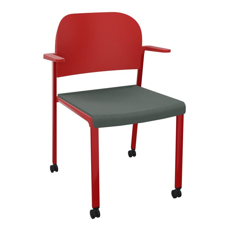 ROMY CHAISE 4P ROULT ASSISE TISSU DOSSIER POLYPRO AVEC ACCOUDOIRS CF ZY PZ