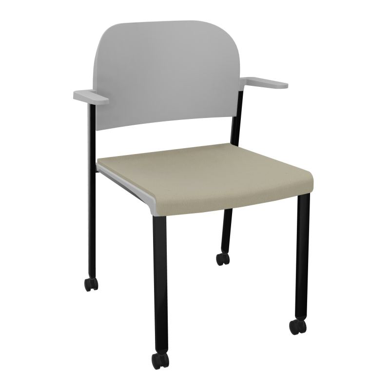 ROMY CHAISE 4P ROULT ASSISE TISSU DOSSIER POLYPRO AVEC ACCOUDOIRS CG SG PX