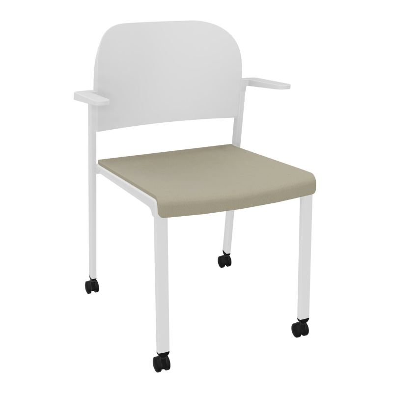 ROMY CHAISE 4P ROULT ASSISE TISSU DOSSIER POLYPRO AVEC ACCOUDOIRS CG SP PT