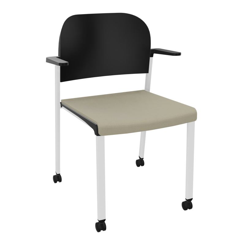 ROMY CHAISE 4P ROULT ASSISE TISSU DOSSIER POLYPRO AVEC ACCOUDOIRS CG SP PU