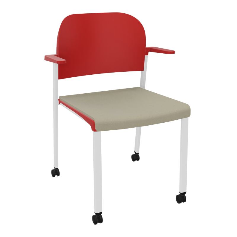 ROMY CHAISE 4P ROULT ASSISE TISSU DOSSIER POLYPRO AVEC ACCOUDOIRS CG SP PZ