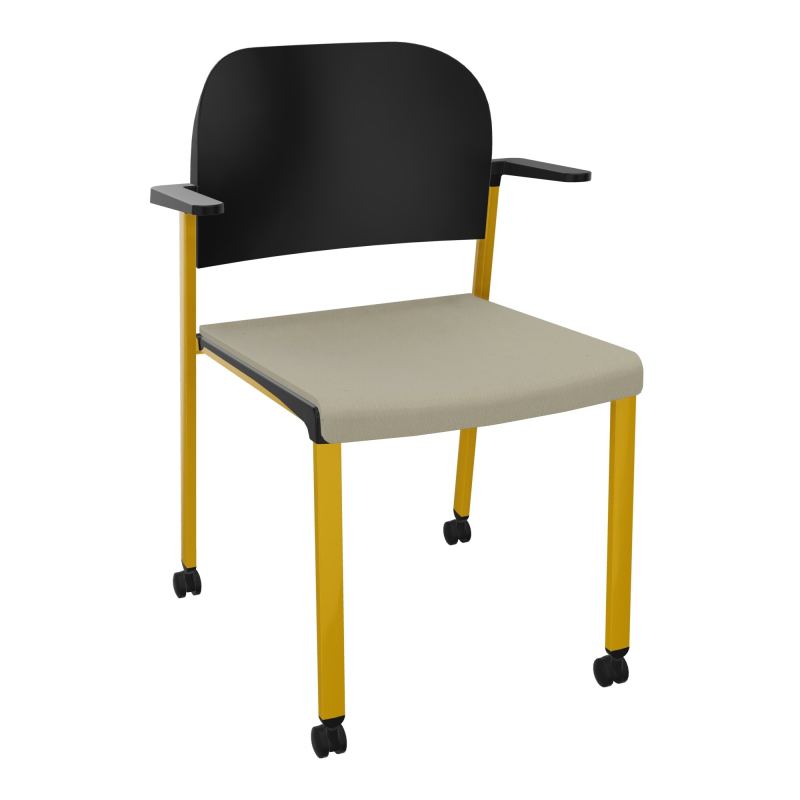 ROMY CHAISE 4P ROULT ASSISE TISSU DOSSIER POLYPRO AVEC ACCOUDOIRS CG SX PU