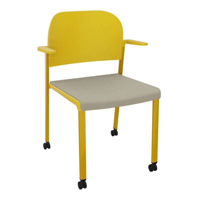 ROMY CHAISE 4P ROULT ASSISE TISSU DOSSIER POLYPRO AVEC ACCOUDOIRS CG SX PW