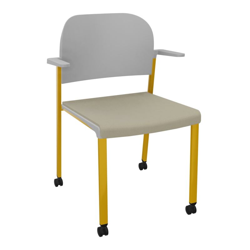 ROMY CHAISE 4P ROULT ASSISE TISSU DOSSIER POLYPRO AVEC ACCOUDOIRS CG SX PX