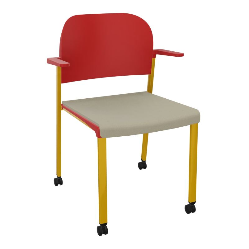ROMY CHAISE 4P ROULT ASSISE TISSU DOSSIER POLYPRO AVEC ACCOUDOIRS CG SX PZ
