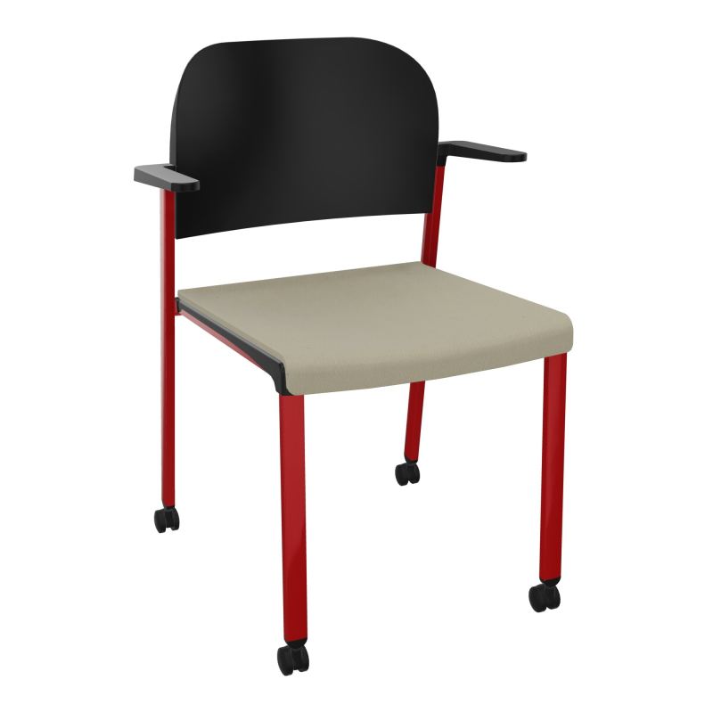 ROMY CHAISE 4P ROULT ASSISE TISSU DOSSIER POLYPRO AVEC ACCOUDOIRS CG ZY PU