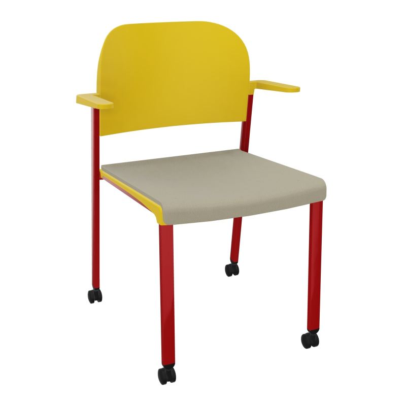 ROMY CHAISE 4P ROULT ASSISE TISSU DOSSIER POLYPRO AVEC ACCOUDOIRS CG ZY PW