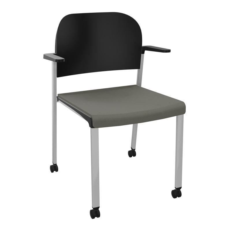 ROMY CHAISE 4P ROULT ASSISE TISSU DOSSIER POLYPRO AVEC ACCOUDOIRS CH SB PU