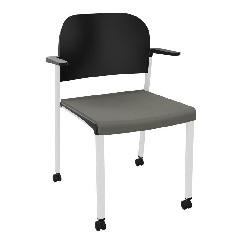ROMY CHAISE 4P ROULT ASSISE TISSU DOSSIER POLYPRO AVEC ACCOUDOIRS CH SP PU