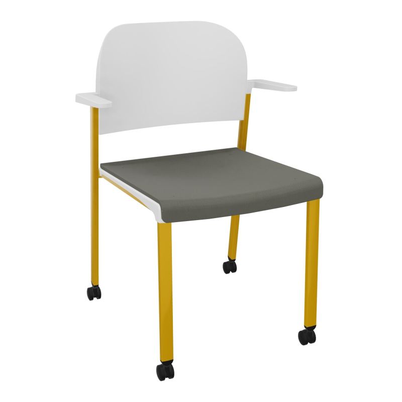 ROMY CHAISE 4P ROULT ASSISE TISSU DOSSIER POLYPRO AVEC ACCOUDOIRS CH SX PT
