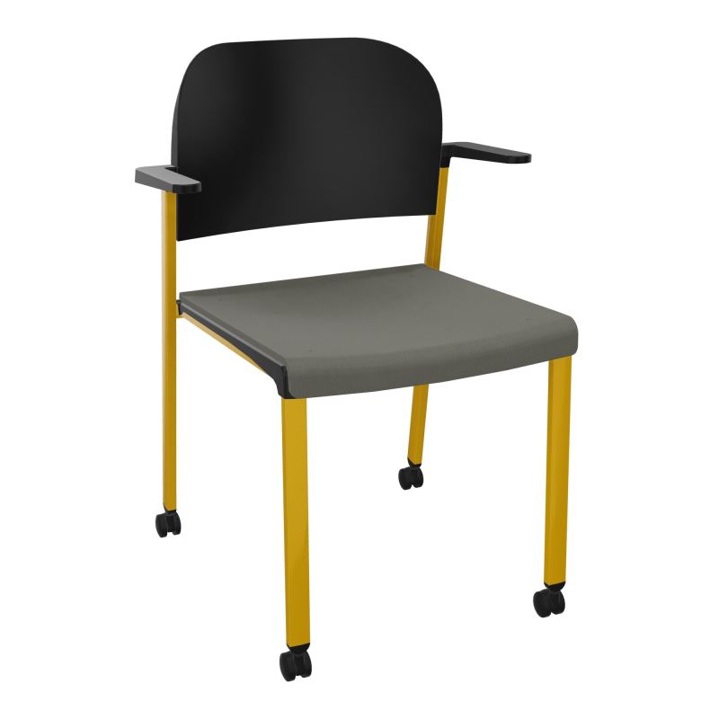 ROMY CHAISE 4P ROULT ASSISE TISSU DOSSIER POLYPRO AVEC ACCOUDOIRS CH SX PU