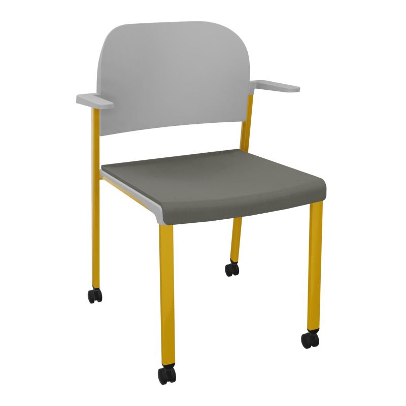 ROMY CHAISE 4P ROULT ASSISE TISSU DOSSIER POLYPRO AVEC ACCOUDOIRS CH SX PX