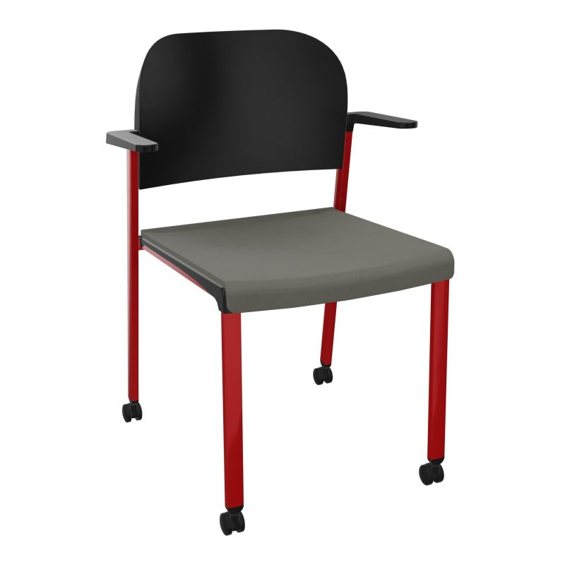 ROMY CHAISE 4P ROULT ASSISE TISSU DOSSIER POLYPRO AVEC ACCOUDOIRS CH ZY PU